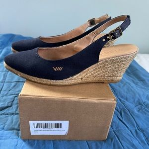 Viscata Palomera Navy slingback wedge heel espadrilles size 7.5 EUR 39